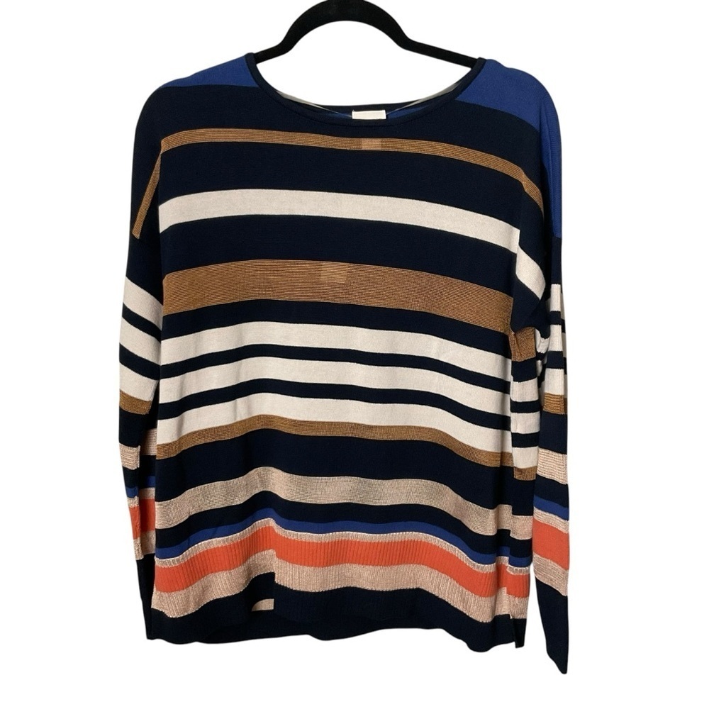 Chico's Black and Gold Crew Neck Sweater
